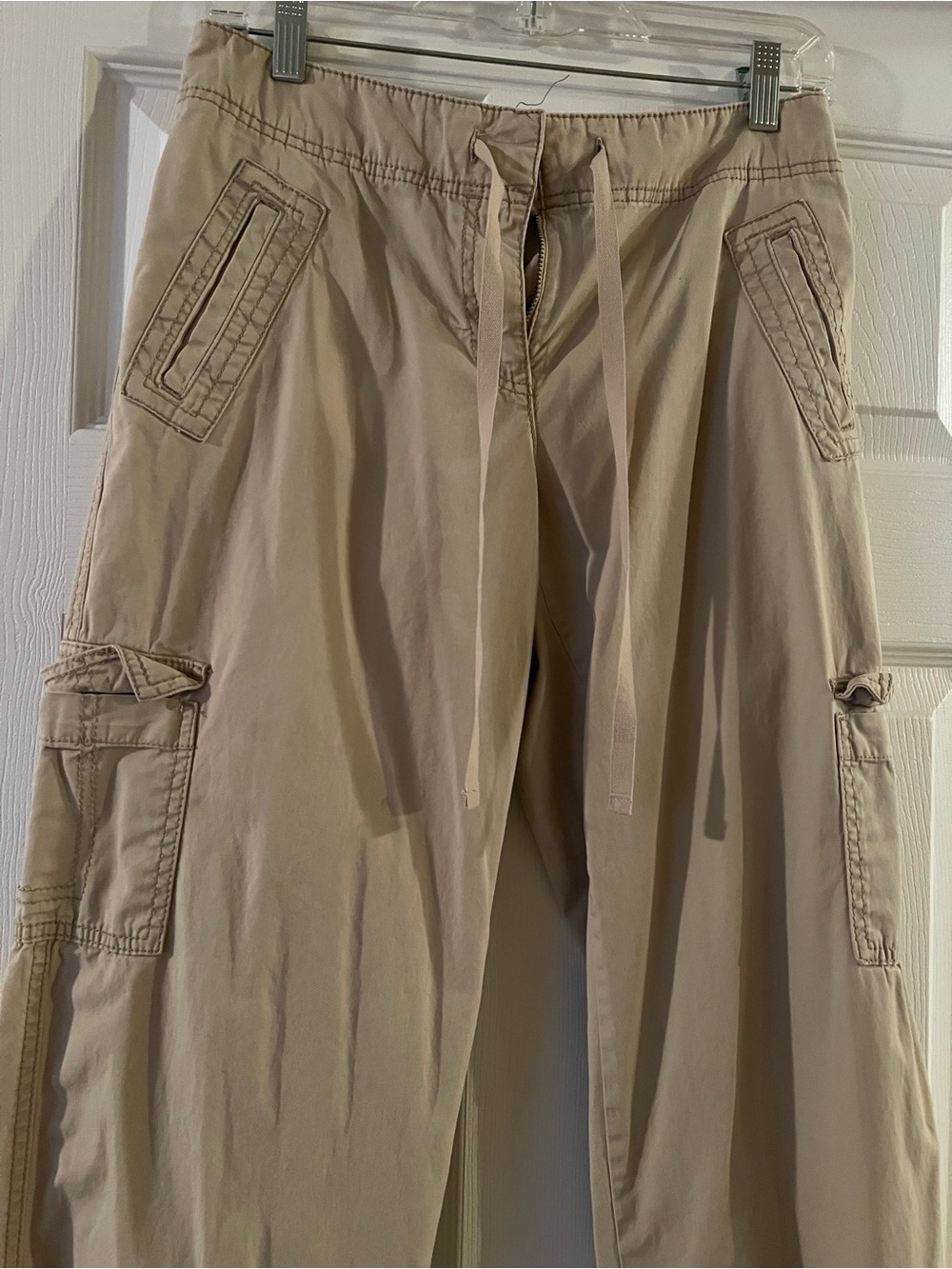 LOFT Beige Drawstring Cargo Trousers